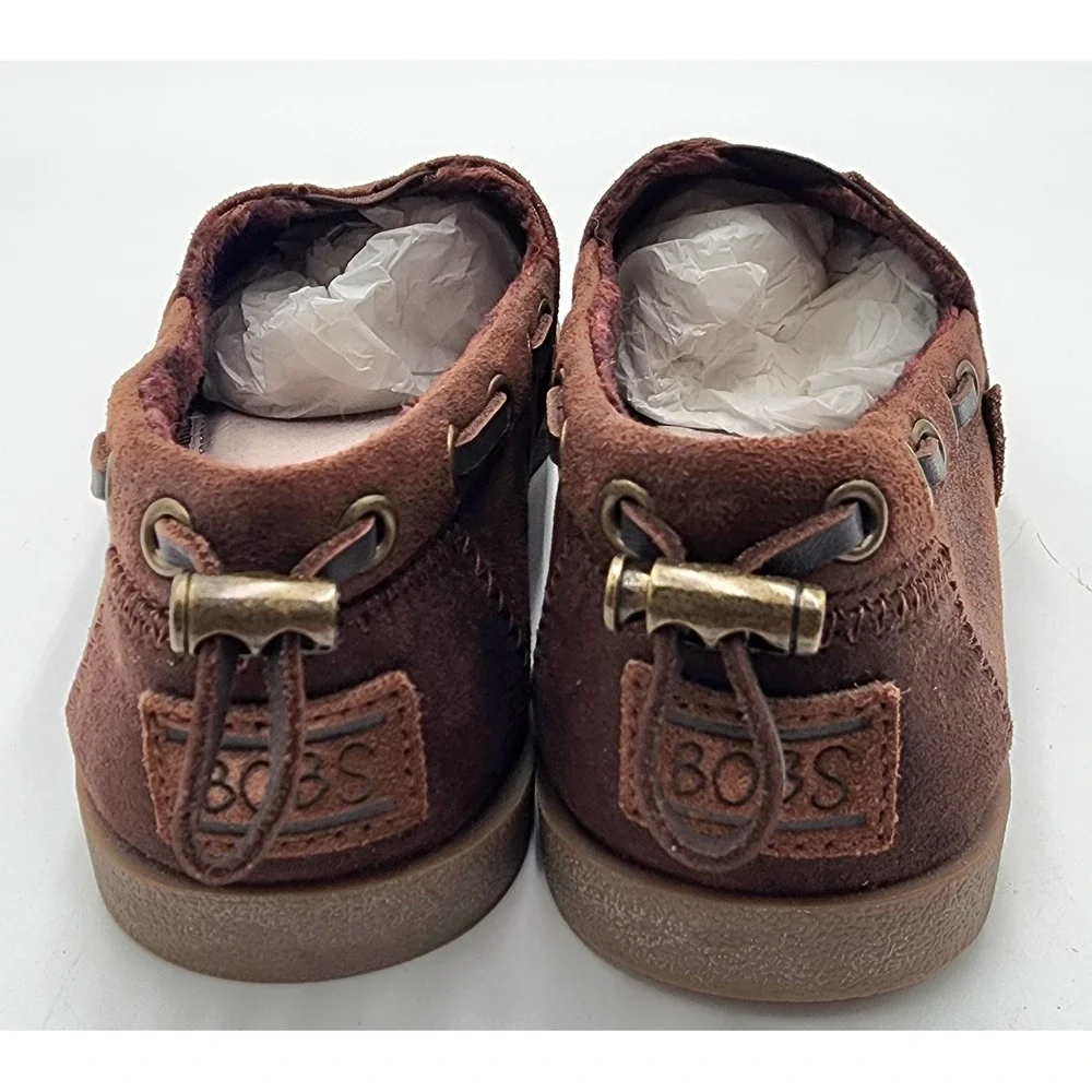 BOBS from Skechers Slip On Loafers Womens W7 Brown Faux Fur Lined 33731 EXC